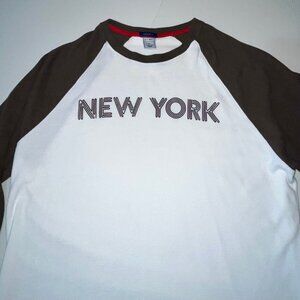 Old Navy Sz XL Men’s Regular Fit White & Brown Classic New York Long Sleeve Ther